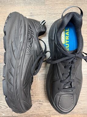 Hoka One One Bondi LTR Ortholite Neutral Black Leather Shoe Size 8.5
